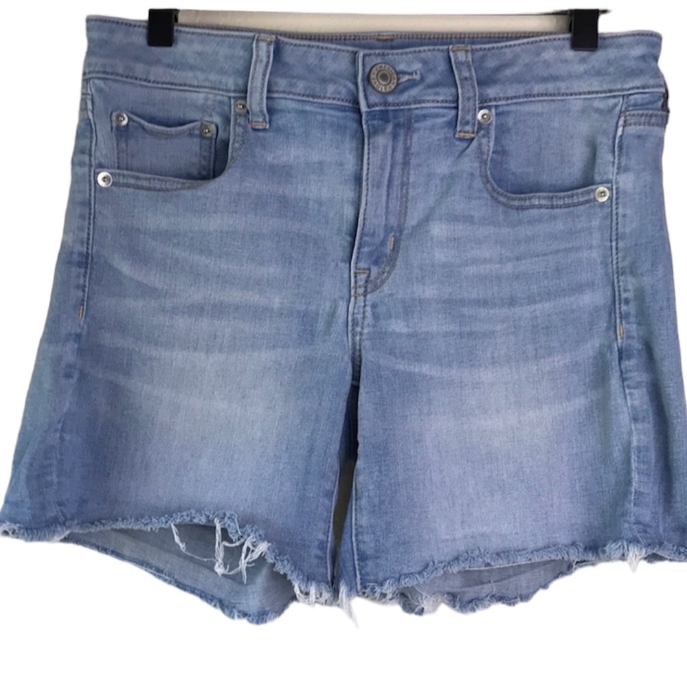 American Eagle Midi Next Level Stretch Cutoff Jean Short Sz 8